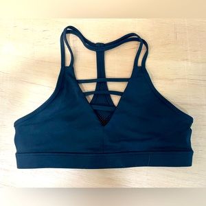 NWOT ZYIA Active Women's Grid Strappy Ladder Sports Bra size XL in black